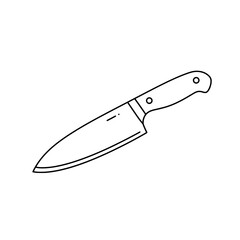 Kitchen Utensil Icon: A sleek, minimalist black and white illustration of a classic chef's knife, representing precision and culinary expertise.