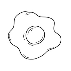 Sunny-Side-Up Egg: A simple, yet elegant line art illustration of a sunny-side-up egg, showcasing the perfect balance of a glistening yolk and delicate egg white, ready for culinary use.