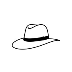 Stylish Fedora: A simple, elegant line drawing of a classic fedora hat, evoking a sense of timeless style and sophistication.
