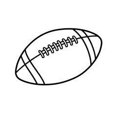 American Football Outline: A simplistic yet striking black and white line drawing of an American football, showcasing its distinctive shape and stitching detail.