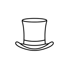 Classic Top Hat Illustration: A minimalist, line-art representation of a classic top hat, exuding elegance and sophistication. The timeless design is perfect for a variety of applications.