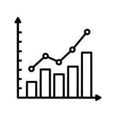 Ascending Data: A graphical depiction of growth and positive trends in business, visualized through an upward-sloping line graph alongside an ascending bar chart.