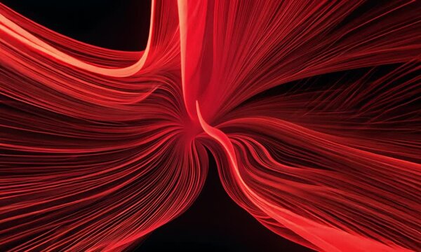 Abstract Red and Yellow Curved Lines on Black Background in Motion Graphics