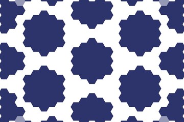 Abstract hexagonal cluster pattern in midnight blue, geometric hexagon mosaic. Abstract design concept