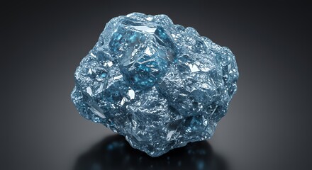 Close-up of Linarite Mineral Specimen with Blue Crystals on Dark Surface