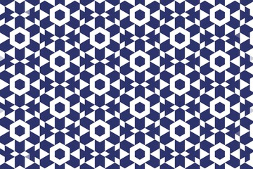 Abstract symmetric triangle and hexagon design in midnight blue with geometric precision. Modern pattern concept