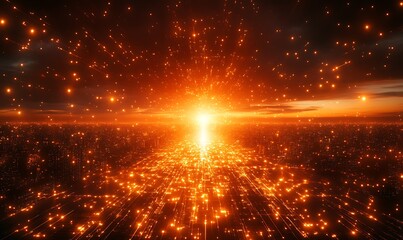Fototapeta premium Cityscape sunrise explosion