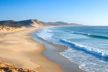 Sandy Beach and Ocean Waves