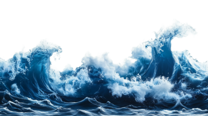 Ocean Waves Splashing Isolated on White and Transparent Background