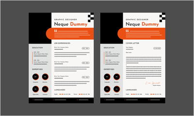 Resume CV. Minimalist resume and cover letter layout design. Professional resume cv template. Vector illustration
