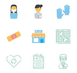 Set of doctor vector icons with white background