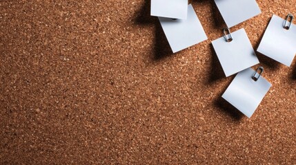 Blank corkboard with empty notes pinned, inviting creativity in an organized workspace