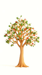 Fototapeta premium Vibrant Green 3D Illustration of Fruit Tree in Lush Botanical Landscape - Perfect for Home Decor and Nature Enthusiasts Seeking Freshness and Organic Scenery