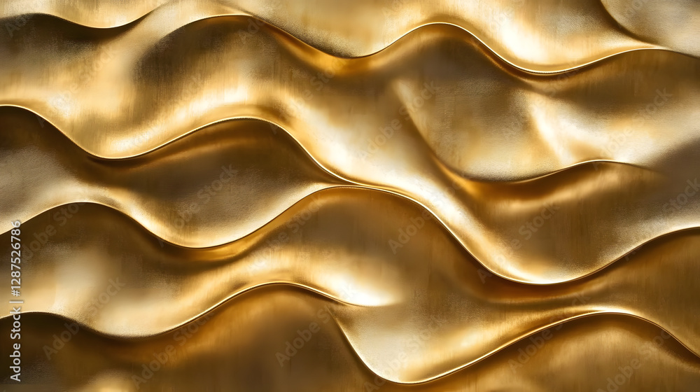 Poster gold background with wavy lines creating a dynamic abstract design for various uses