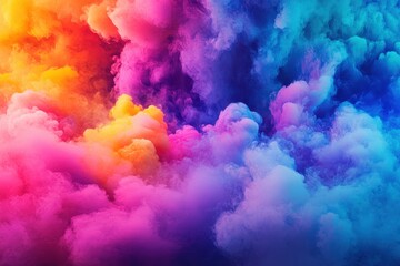 Fototapeta premium Vibrant colorful smoke clouds blend, red, orange, pink, purple, and blue hues. Perfect for abstract backgrounds, design projects, or adding a dreamy feel.