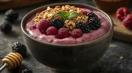 Delicious Berry Granola Smoothie Bowl