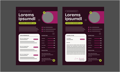 Resume CV. Minimalist resume and cover letter layout design. Professional resume cv template. Vector illustration
