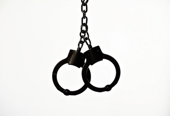 Isolated Handcuffs on White Background: High-Resolution Image for Law Enforcement, Security, and Crime Prevention Education - Perfect for Illustrative Purposes!

