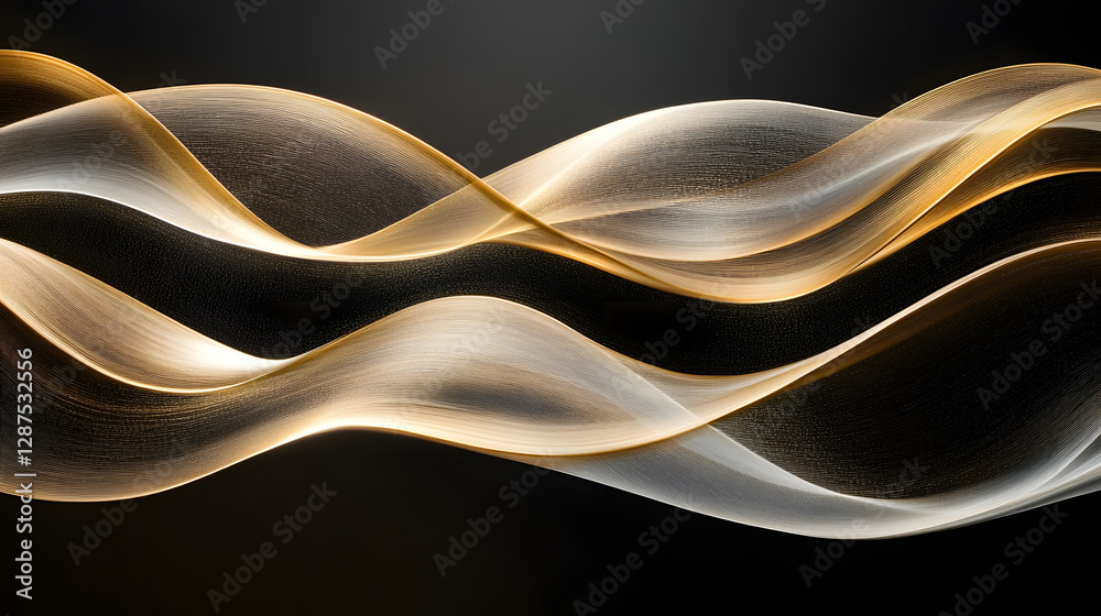 Poster black background with a smooth wave pattern creating an abstract design for modern artistic visuals