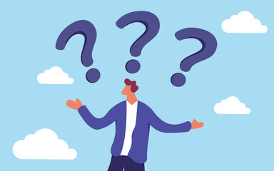 businessman with question mark on cloud