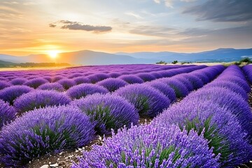 Lavender Field Sunset Landscape