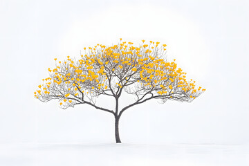 Obraz premium Winter Tree with Yellow Blooms in Snow