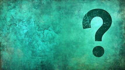 Teal Grunge Background with a Dark Question Mark