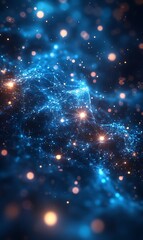 Obraz premium a blue and orange glowing lines and dots