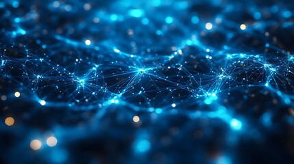 a blue and orange glowing lines and dots