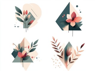 Abstract floral geometric shapes, modern design