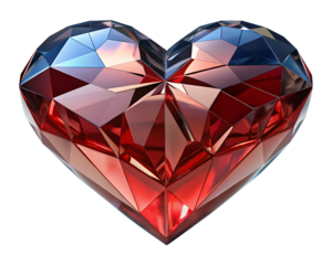 A shattered metallic heart with a glossy red glass core, symbolizing love and heartbreak. Valentine's Day symbol illustration, heart shape 3d effect. great for valentine's day design