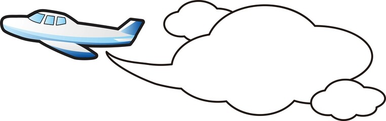 バナー　飛行機　トラベル　雲　フレーム　吹き出し　コピースペース　背景　デザイン　素材
