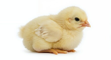 Obraz premium Cute Yellow Chick Portrait on White Background Adorable Farm Animal