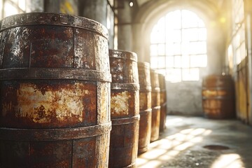 The rust and shadow of the iron bucket under the mottled sunlight