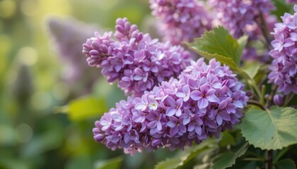 Obraz premium Lilac Blooming in Spring Garden with Delicate Purple Flowers