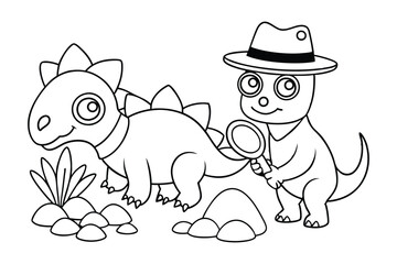 Coloring page dinosaurs wearing hat