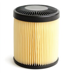 Close-Up Image of a Cylindrical Air Filter for Various Applications, Office Supplies Concept.