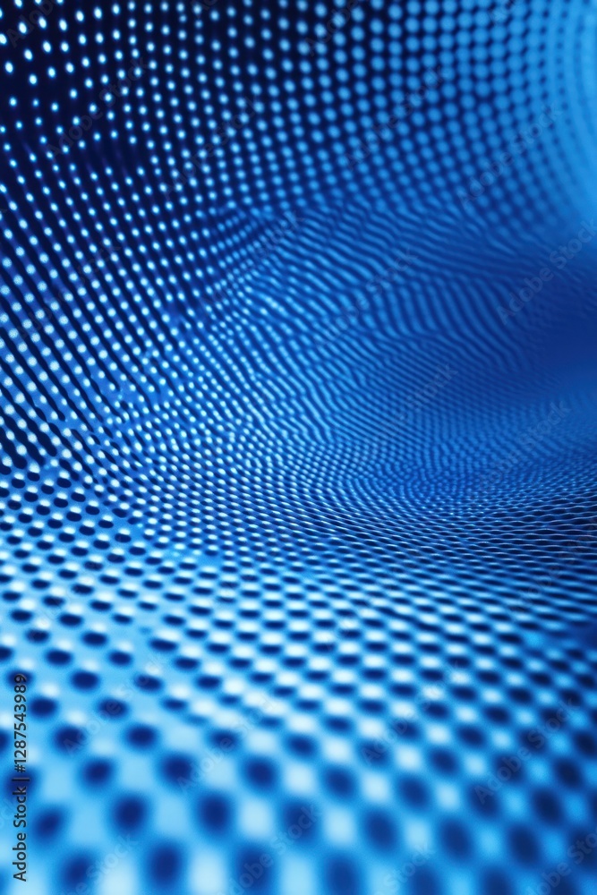 Poster abstract blue pattern with dots creating a wave effect, ideal for digital backgrounds