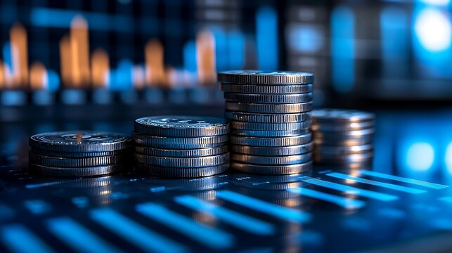 a stack of coins on a circuit board