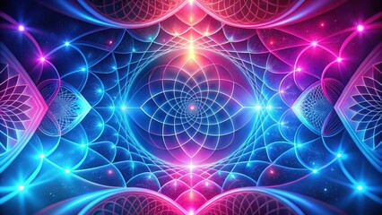 Enigmatic Cosmic Mandala A Symphony of Light and Geometry in Vibrant Hues