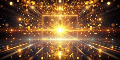 Golden Radiance A Sparkling, Energetic Abstract Background with a Bright Central Focus and Glowing Lines