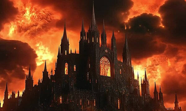 Hell&rsquo;s Fortress: A Sinister Demon Castle Engulfed in Flames