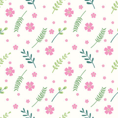 Cute kawaii pastel seamless floral pattern background