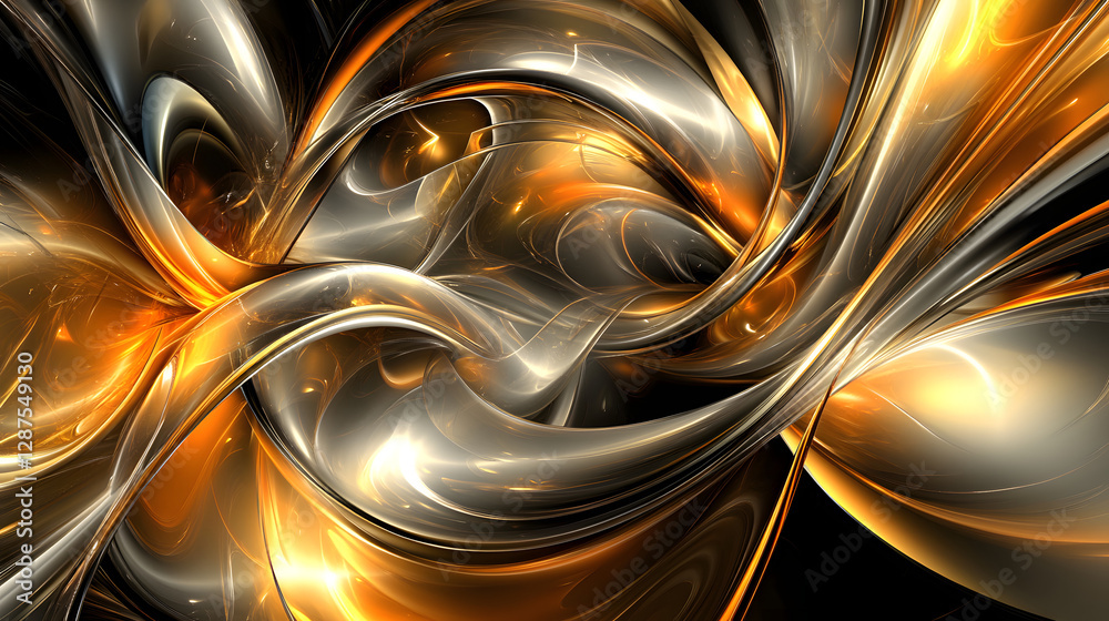 Poster abstract background featuring a swirling pattern in black and orange colors creating a dynamic visua