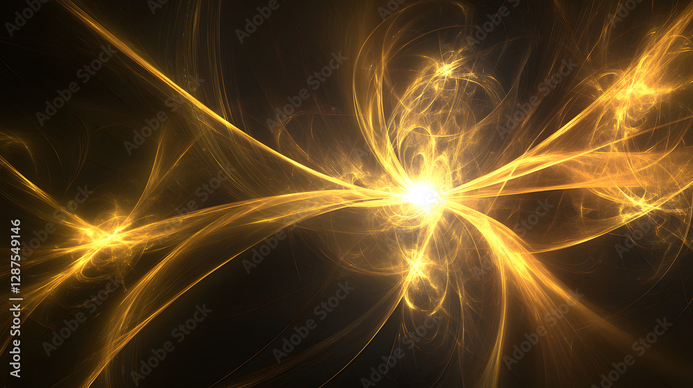 Poster yellow and black background with light source creating a dynamic visual contrast