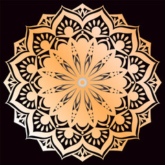 Islamic Golden Mandala background design on black 