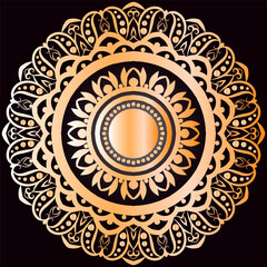 Islamic Golden Mandala background design on black 
