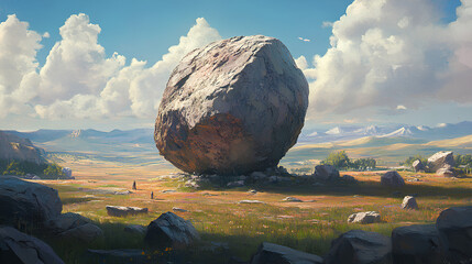 boulder, standing tall amidst vast landscape, commands attention and stirs a profound sense of wonder and intrigue