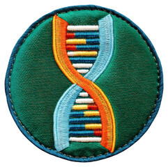 Embroidered Dna Double Helix Patch on Green Background