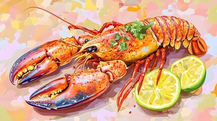 Golden roasted lobster with chili powder